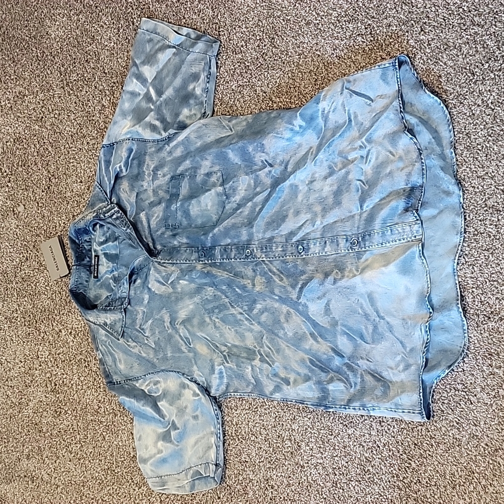 Balenciaga men's size 41 indigo acid wash button down shirt
